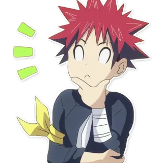 🤨 Soma Yukihira Food Wars!: Shokugeki no Soma anime, character, cooking, soma, thinking telegram sticker