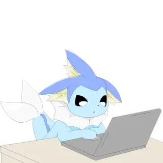 💻 Vaporeon Pokémon pokemon, vaporeon, ordinateur portable, dactylographie, bureau telegram sticker