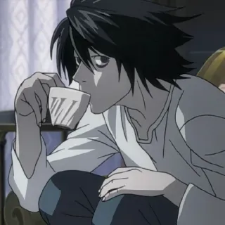 🍎 L Lawliet Death Note Anime, L, Death Note, Personagem, Detetive, Mangá, Intelectual telegram sticker