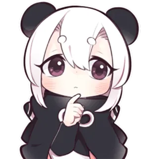 🤔 chibi, anime, panda, lindo, dibujos animados, personaje telegram sticker