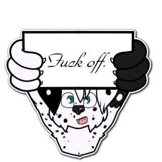 🖕 Fuck off. perro, ofensivo, sticker, dibujo animado, texto whatsapp sticker