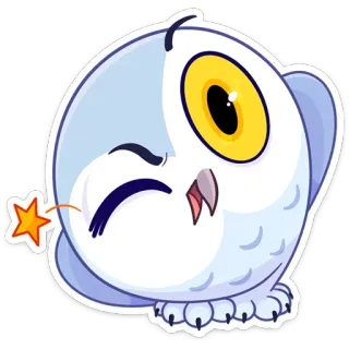 😉 gufo, carino, uccello, adesivo, cartone animato telegram sticker