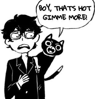 😍 BOY, THAT'S HOT GIMME MORE! Anime, Manga, Texto, Sticker, Bocadillo, Chico, Gato telegram sticker