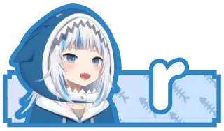 🔤 r Cartone animato, Anime, Squalo, Carino, Mascotte telegram sticker