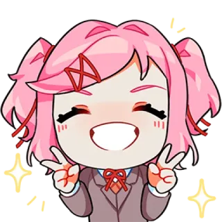 ✌️ Natsuki Doki Doki Literature Club! natsuki, anime, mangá, chibi, doki doki literature club, fofo, kawaii telegram sticker