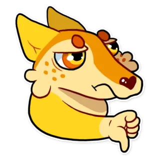 👎 cartone animato, animale, cane, pollice verso, non mi piace, giallo telegram sticker