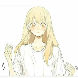 🌟 Cartoon, Anime, Mädchen, Blonde Haare, Süß, Illustration, Manga whatsapp sticker