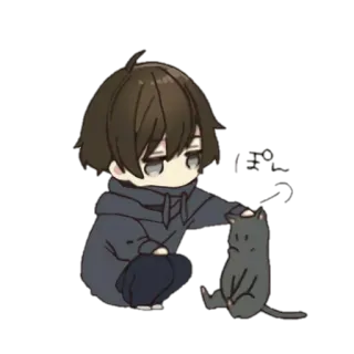 ♥️ anime, boy, cat, cute, kawaii, chibi telegram sticker