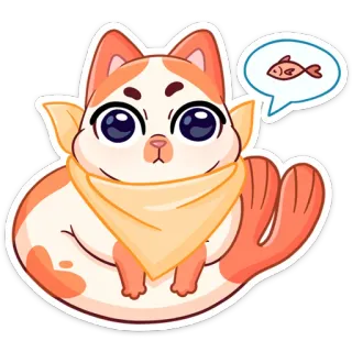 🌽 Katze, Fisch, Tier, Cartoon, Aufkleber telegram sticker