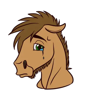 😢 лошадь, животное, мультфильм, грустный, плачущий, слеза, пушистый telegram sticker