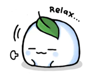 ☺️ mono, kawaii, mancha, feliz, relajado, hoja, verde, blanco whatsapp sticker