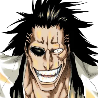 😬 Kenpachi Zaraki Bleach Anime, Manga, Miecz, Uśmiechnięty, Jednooki whatsapp sticker