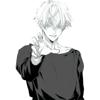 🙂 อนิเมะ, ตัวละคร, ผู้ชาย, ผมขาว, ตาสีฟ้า, การ์ตูน telegram sticker