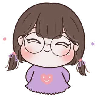 🧚‍♀ Dibujo animado, Anime, Chica, Lindo, Kawaii, Gafas, Corazón telegram sticker