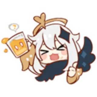 🍻 Paimon Genshin Impact Anime, Spel, Paimon, Genshin Impact, Schattig, Drankje telegram sticker