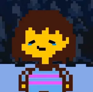 🥺 Frisk Undertale pixel art, video game, menangis, sedih, Frisk, Undertale telegram sticker