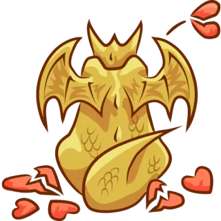 💔 drago, cuore spezzato, fantasy, oro, alato, creatura mitologica whatsapp sticker