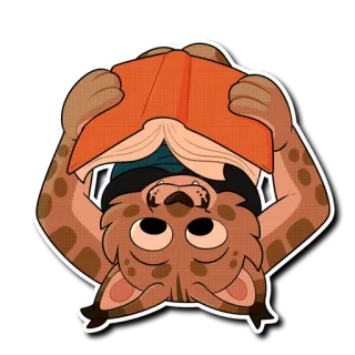 📖 рысь, чтение, книга, мультфильм, животное, милый, вверх ногами telegram sticker