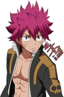 😕 WTF!!! アニメ, マンガ, ステッカー, 表情, マジかよ, びっくり, ナツ・ドラグニル, フェアリーテイル whatsapp sticker