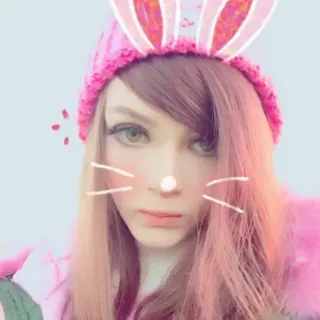 😾 femme, rose, oreilles de lapin, filtre, portrait, personne, mignon telegram sticker