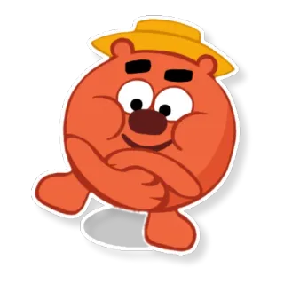 🤪 Dibujo animado, Personaje, Naranja, Sombrero, Animación telegram sticker