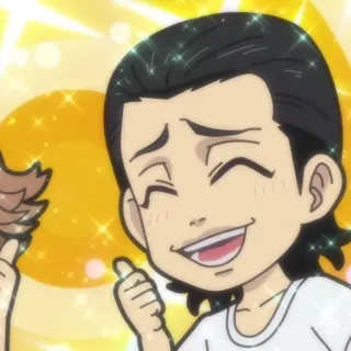 🎐 anime, sorrindo, brilho, personagem, desenho animado, mangá whatsapp sticker