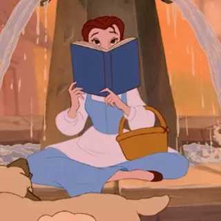 🥀 Belle Beauty and the Beast Belle, Beauty and the Beast, Disney, cartoon, book, reading telegram sticker