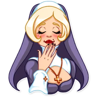 😊 nun, religion, cartoon, woman, blond, religious telegram sticker