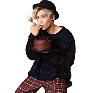 🎂 person, cake, dessert, food, male, eating telegram sticker