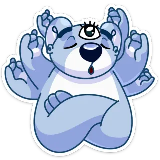😑 beruang, meditasi, yoga, mata ketiga, kartun, damai, santai whatsapp sticker
