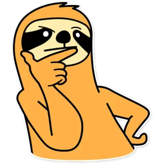 🤔 ленивец, думающий, размышляющий, мультфильм, животное, милый whatsapp sticker