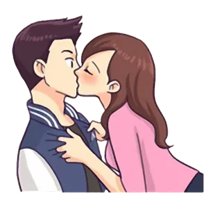 💏 kiss, couple, love, romance, cartoon telegram sticker