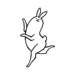 🐰 lapin, lapinou, animal, dessin animé, blanc, danse, mignon whatsapp sticker