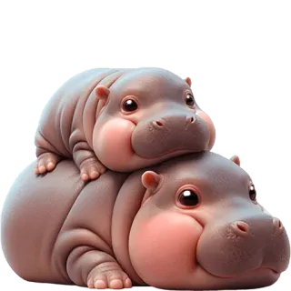 🥰 ippopotamo, cucciolo di ippopotamo, animali carini, adorabile, ippopotamo cartone animato, animali telegram sticker