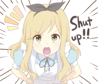 🤫 Shut up!! anime, desenho animado, garota, brava, gritando, cale a boca telegram sticker