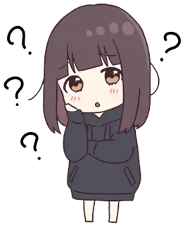 🤔 вопрос, аниме, мультфильм, думает, смущен, сомнение, каваий, стикер telegram sticker