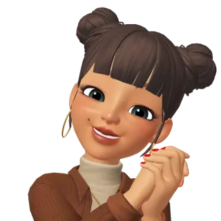 😊 Cartoon, Fille, Femme, Joyeux, Brune, Souriant, Mignon telegram sticker
