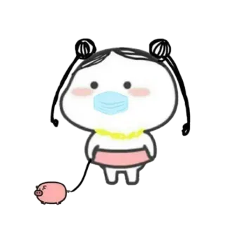 🪃 hoạt hình, cô gái, heo, mặt nạ telegram sticker
