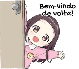 ☺️ Bem-vindo de volta! willkommen, anime, cartoon, mädchen, gruß whatsapp sticker