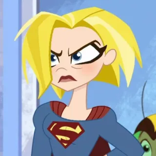✨ Supergirl DC Super Hero Girls Cartone animato, Supergirl, DC Comics, Supereroe, Arrabbiata, Ragazza, Bionda telegram sticker