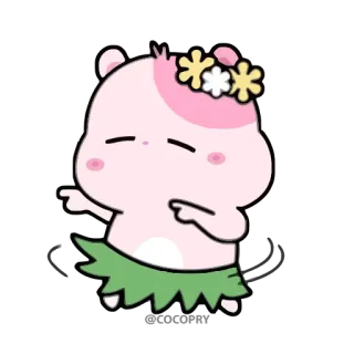 💃 мультфильм, животное, танцы, милый, розовый, каваий, персонаж, цветок telegram sticker