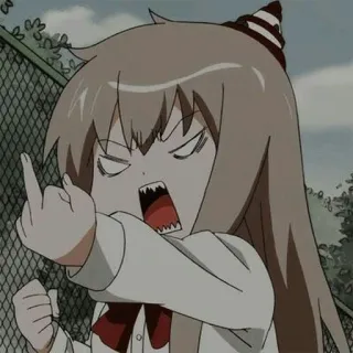 🖕 anime, middle finger, offensive gesture, cartoon, angry, girl telegram sticker
