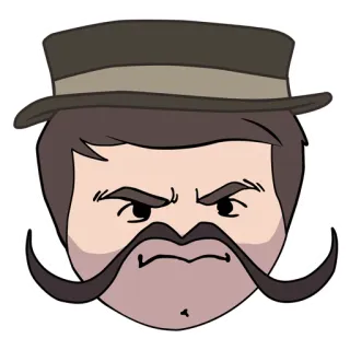 🎩 moustache, homme, chapeau, colère, visage telegram sticker