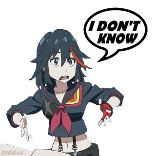 👐 Ryuko Matoi Kill la Kill I DON'T KNOW Anime, Cartoon, Verwirrt, Kill la Kill, Ryuko Matoi telegram sticker