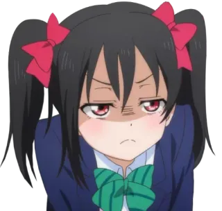 😑 Yazawa Nico Love Live! Anime, Chica, Linda, Enojada, Morro, Uniforme escolar, Coletas whatsapp sticker