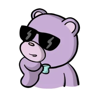 🤞 ours, lunettes de soleil, cool, animal, dessin animé, autocollant telegram sticker