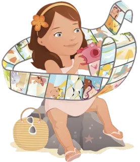 🎞 ragazza, fotocamera, foto, viaggio, spiaggia telegram sticker