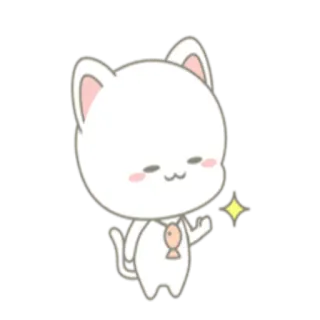 😌 cat, cute, animal, kawaii, sticker, cartoon, fish telegram sticker