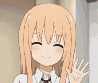 👋 Anime, Fille, Vague, Salut, Dessin animé whatsapp sticker