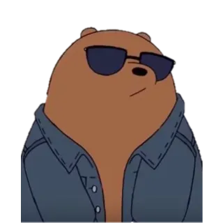 😏 Grizzly Bear We Bare Bears urso, óculos de sol, desenho animado, legal, jaqueta, animal telegram sticker